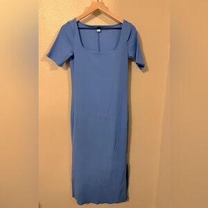 NWOT Old Navy Blue Scoop Neck Midi Dress- Medium Tall